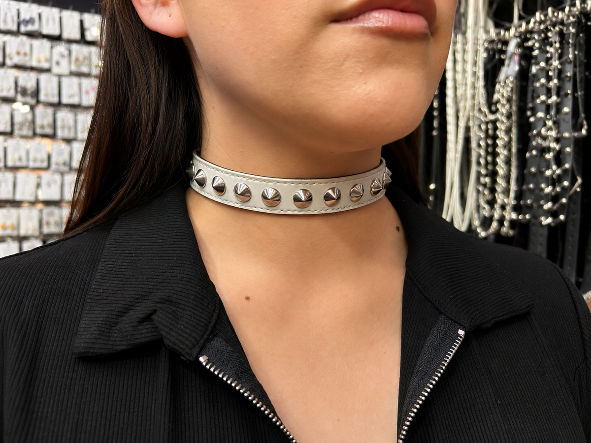 Choker blanco basic - Charol